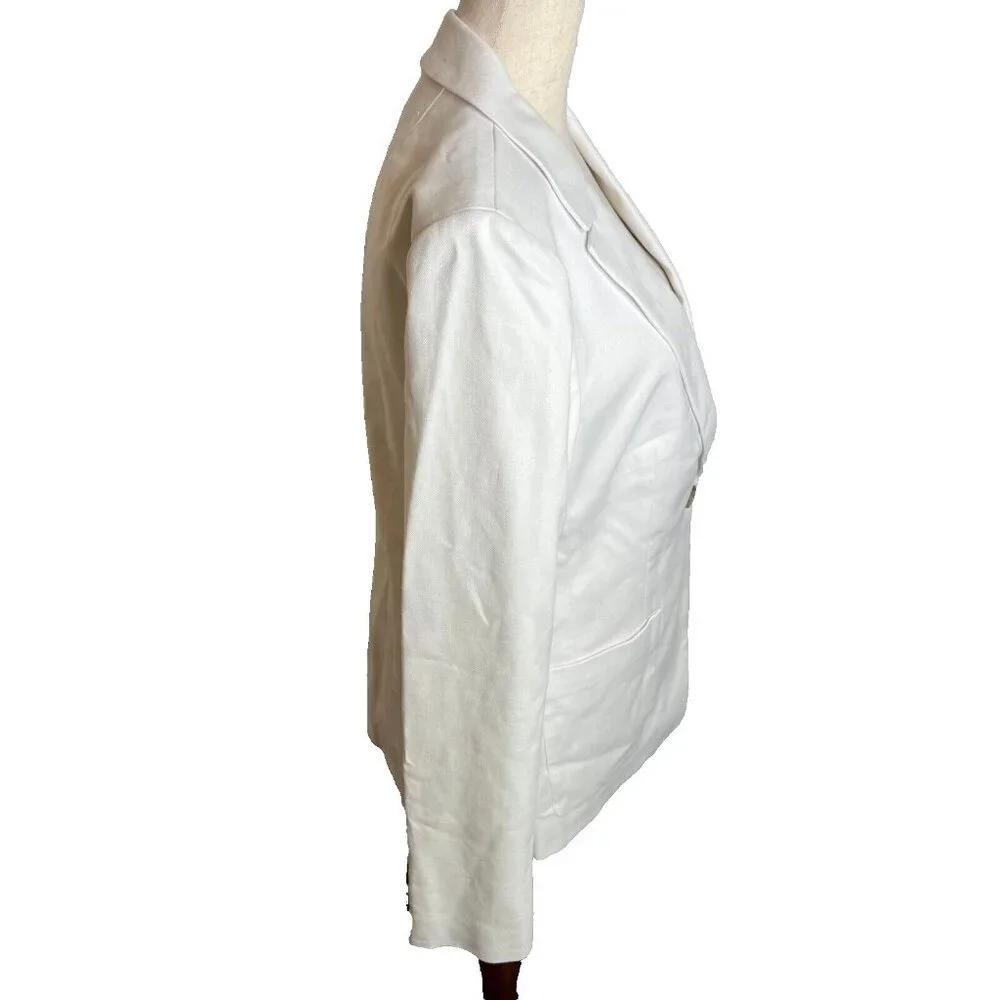 J.Crew $198 Womens Helena Blazer Stretch Linen White Size 0 BX793 - Picture 6 of 8